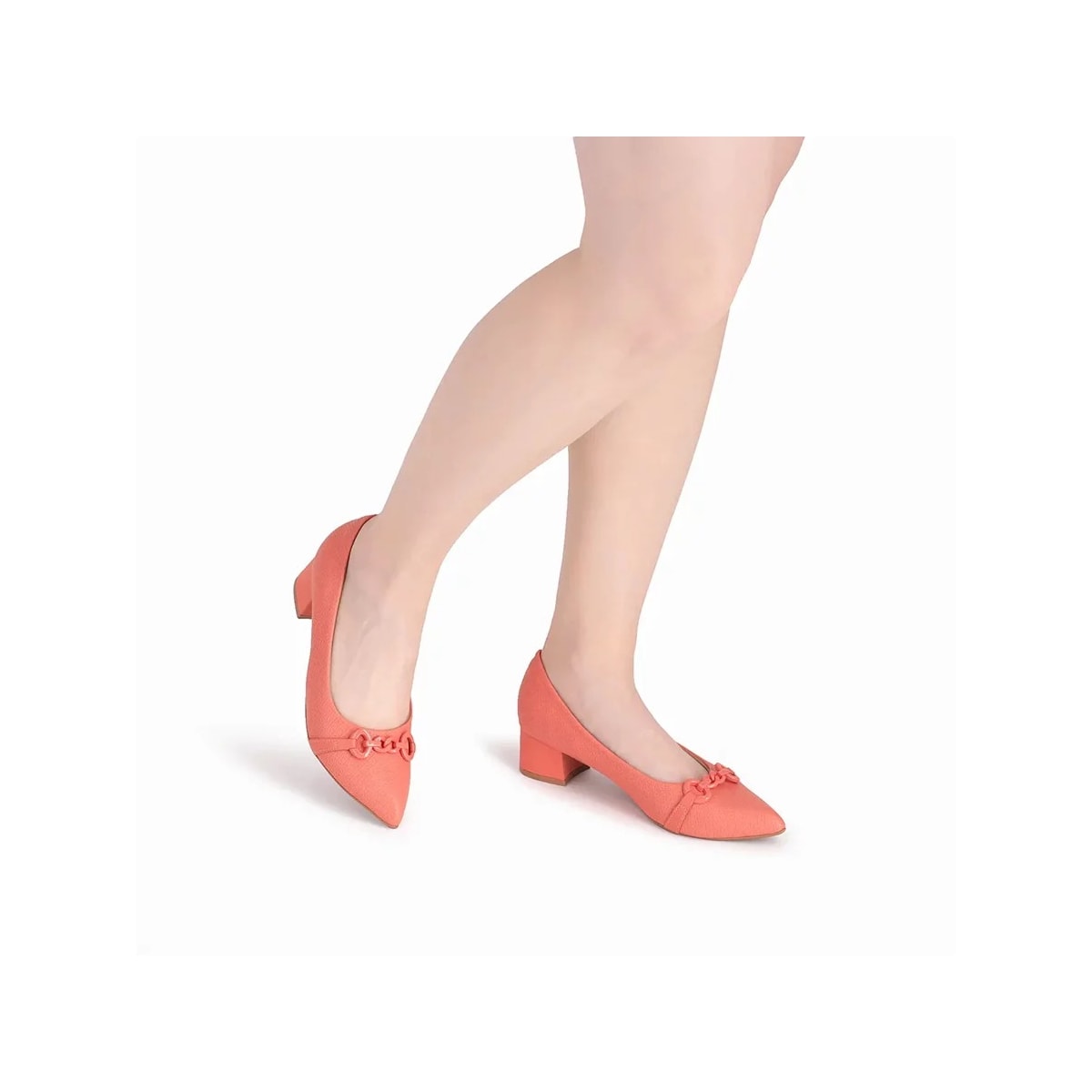 Sapato Piccadilly Salto Bloco 739050 Coral Sapato Piccadilly Salto Bloco 739050 Coral