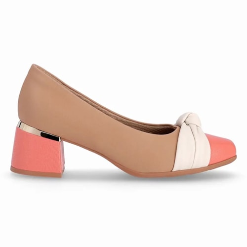 Sapato Piccadilly Salto Bloco 748030 Nude Claro