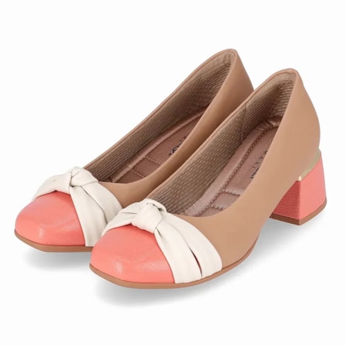 Sapato Piccadilly Salto Bloco 748030 Nude Claro