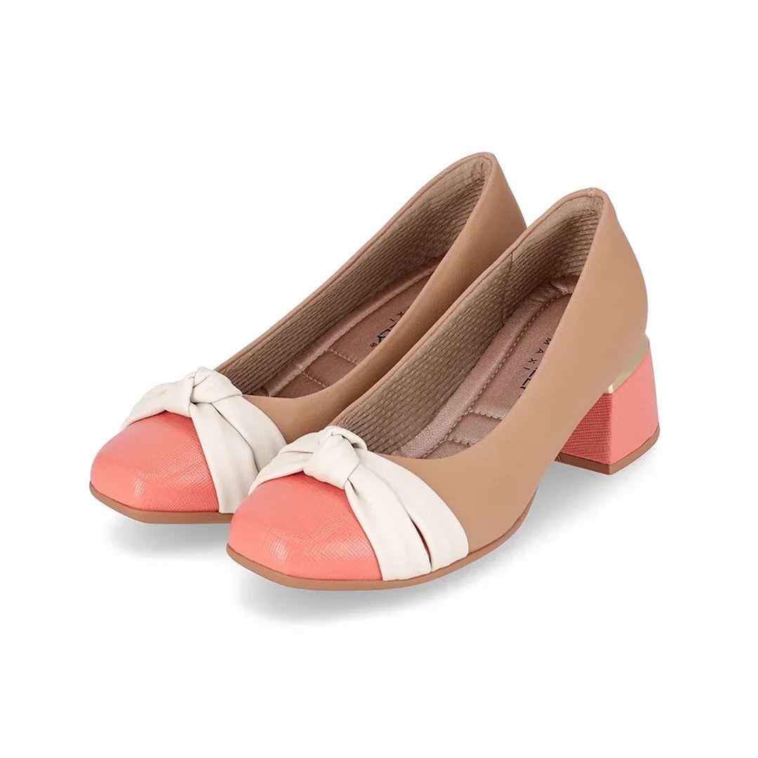 Sapato Piccadilly Salto Bloco 748030 Nude Claro