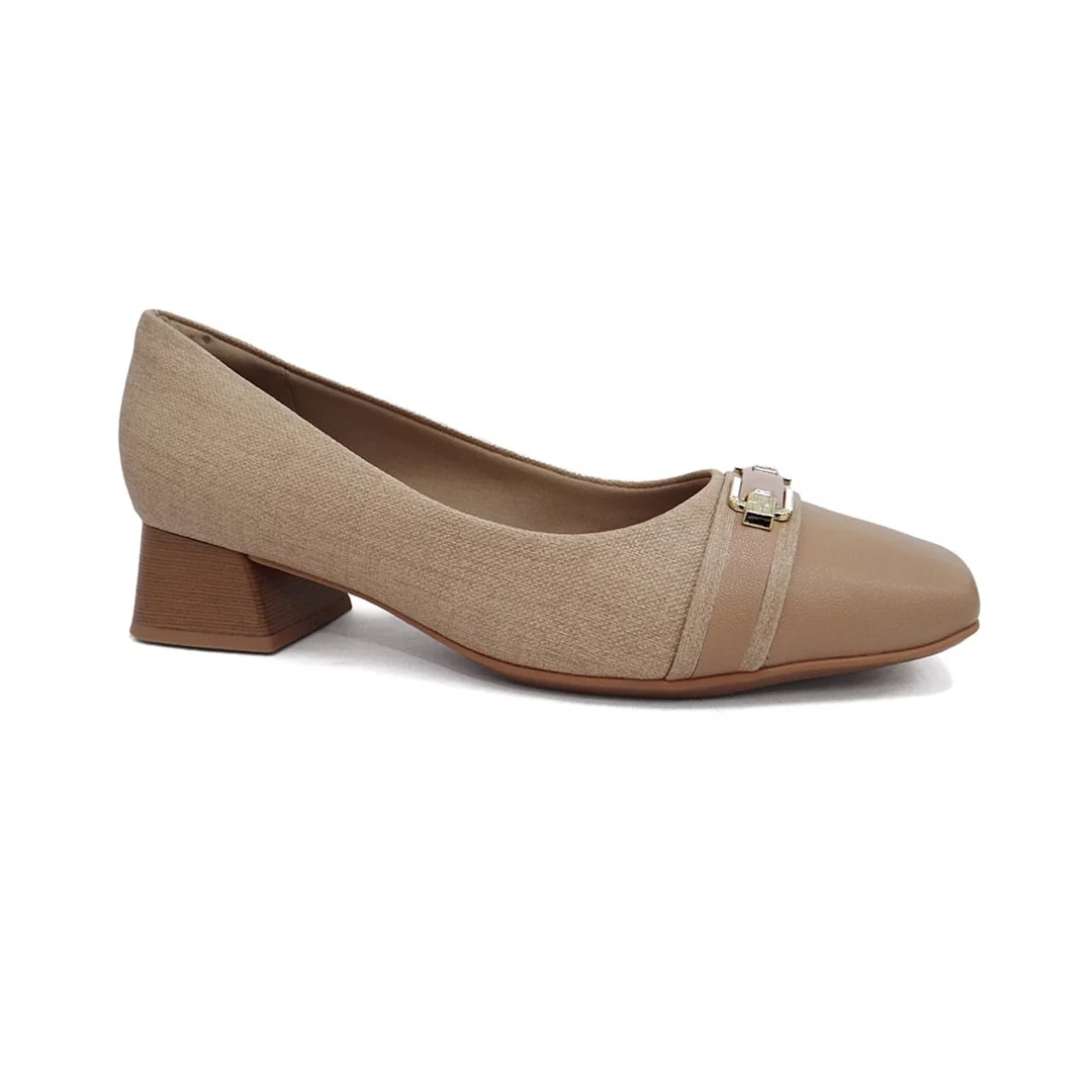 Sapato Piccadilly Salto Bloco Baixo 160077 Nude Claro Sapato Piccadilly Salto Bloco Baixo 160077 Nude Claro