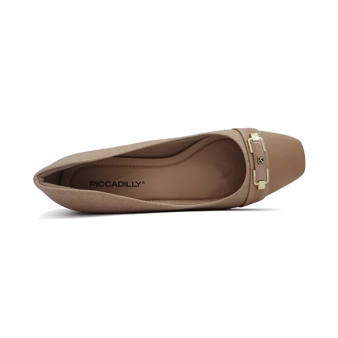 Sapato Piccadilly Salto Bloco Baixo 160077 Nude Claro