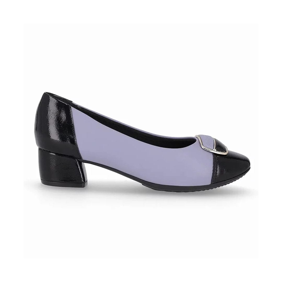 Sapato Piccadilly Salto Bloco Baixo 322133 Quartzo/Preto