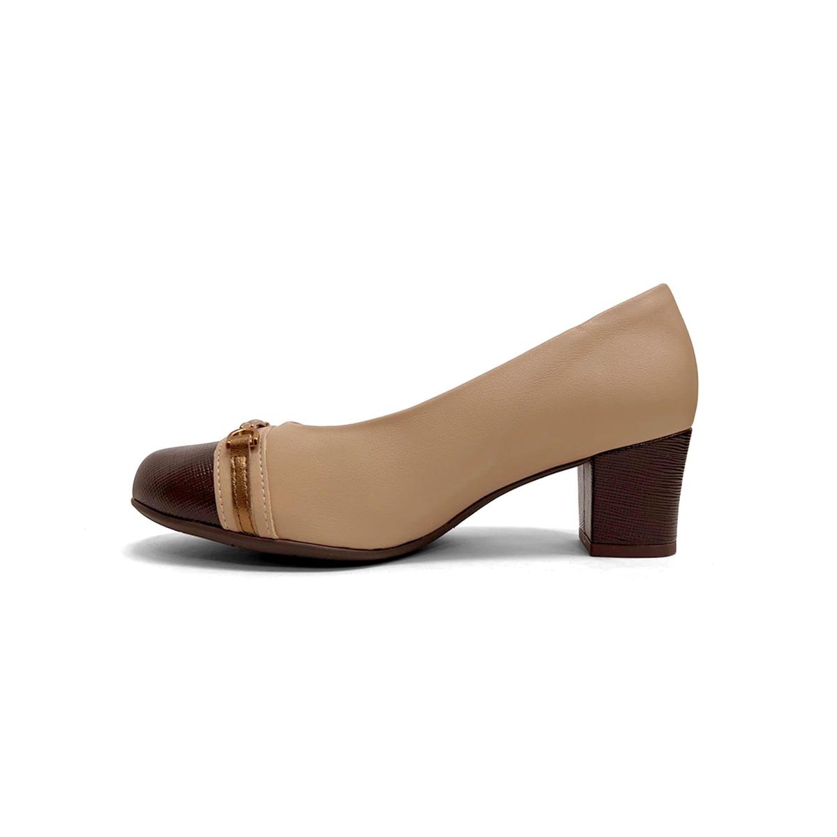 Sapato Piccadilly Salto Bloco Médio 110200 Nude Claro