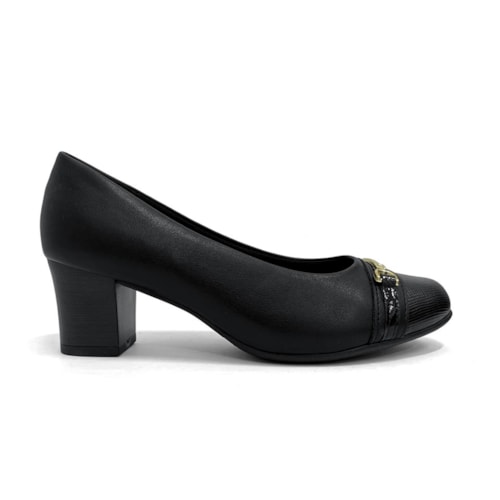 Detalhe - Sapato Piccadilly Salto Bloco Médio 110200 Preto