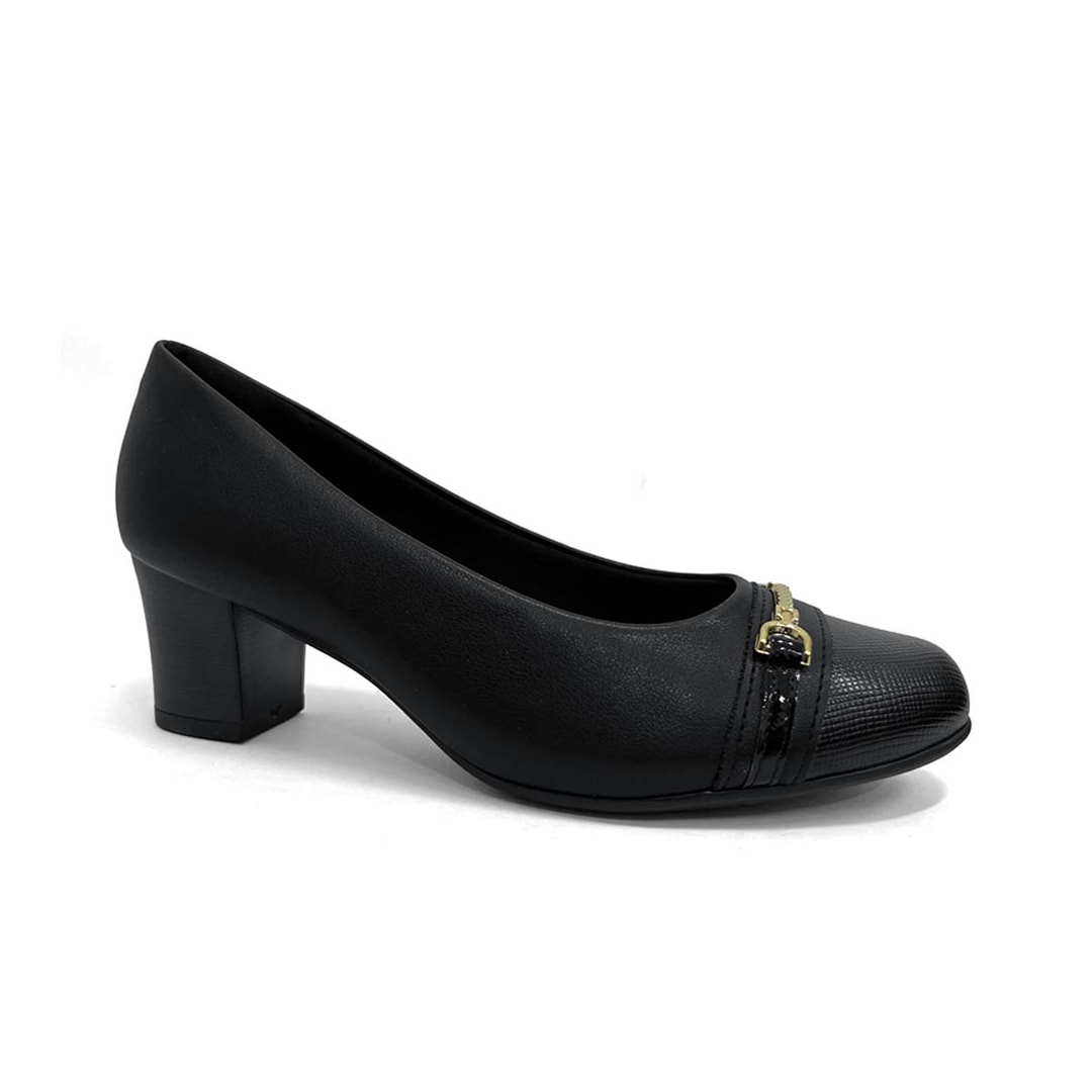 Sapato Piccadilly Salto Bloco Médio 110200 Preto