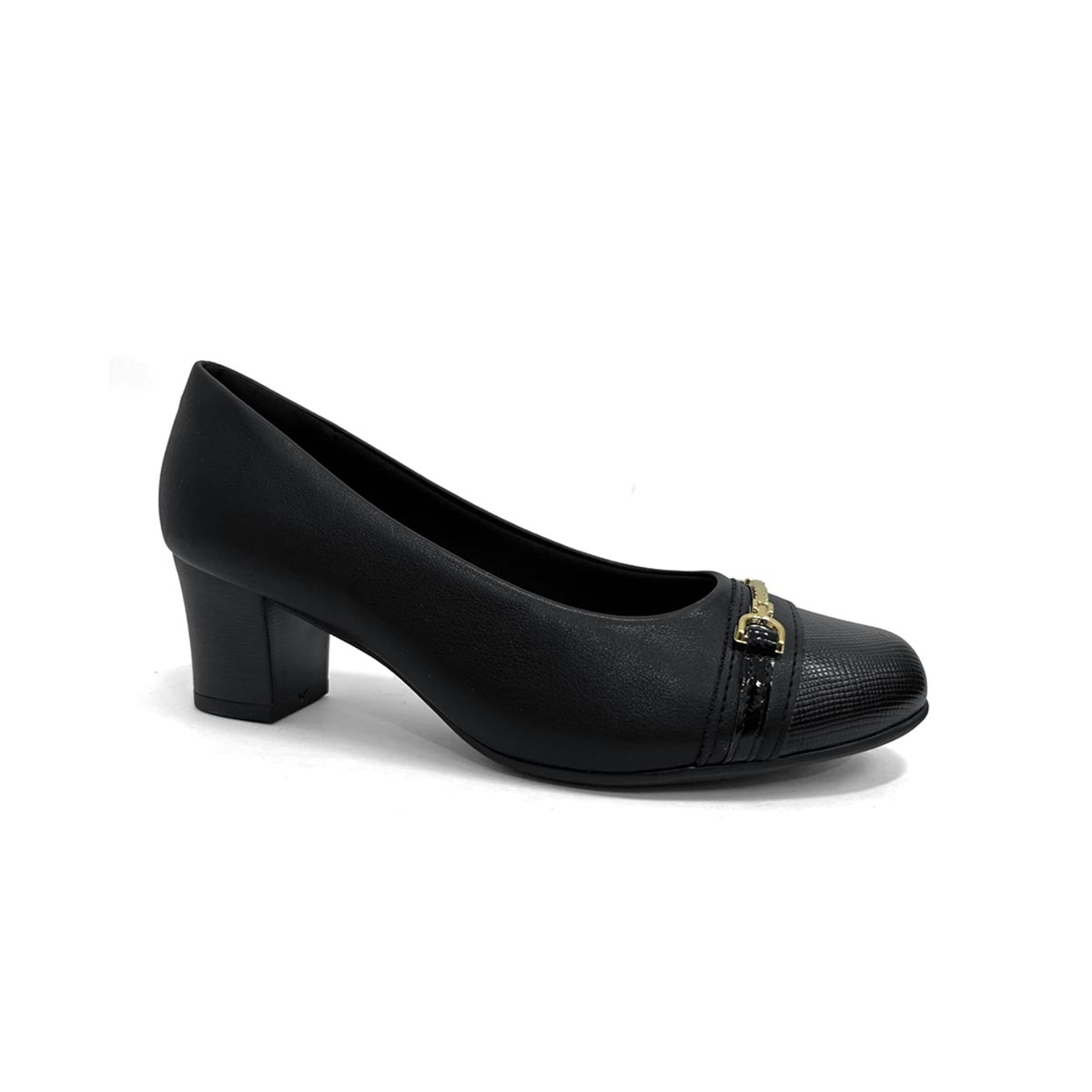 Sapato Piccadilly Salto Bloco Médio 110200 Preto