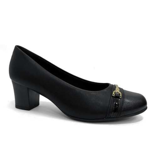 Sapato Piccadilly Salto Bloco Médio 110200 Preto