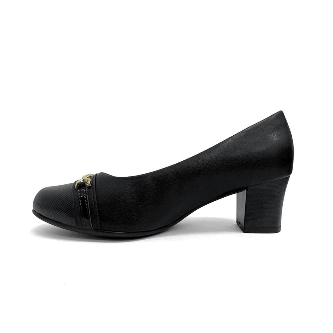 Sapato Piccadilly Salto Bloco Médio 110200 Preto