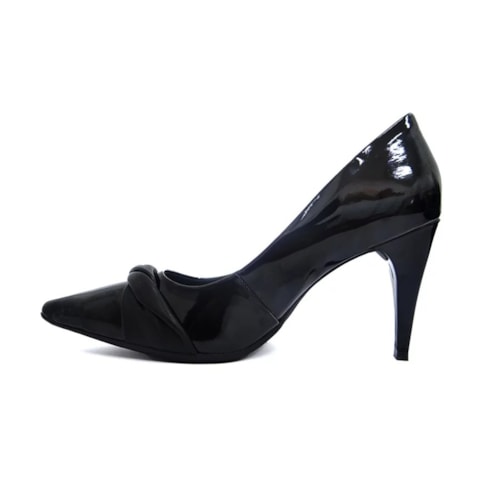 Detalhe - Sapato Piccadilly Scarpin Barbie 750017 Preto Verniz