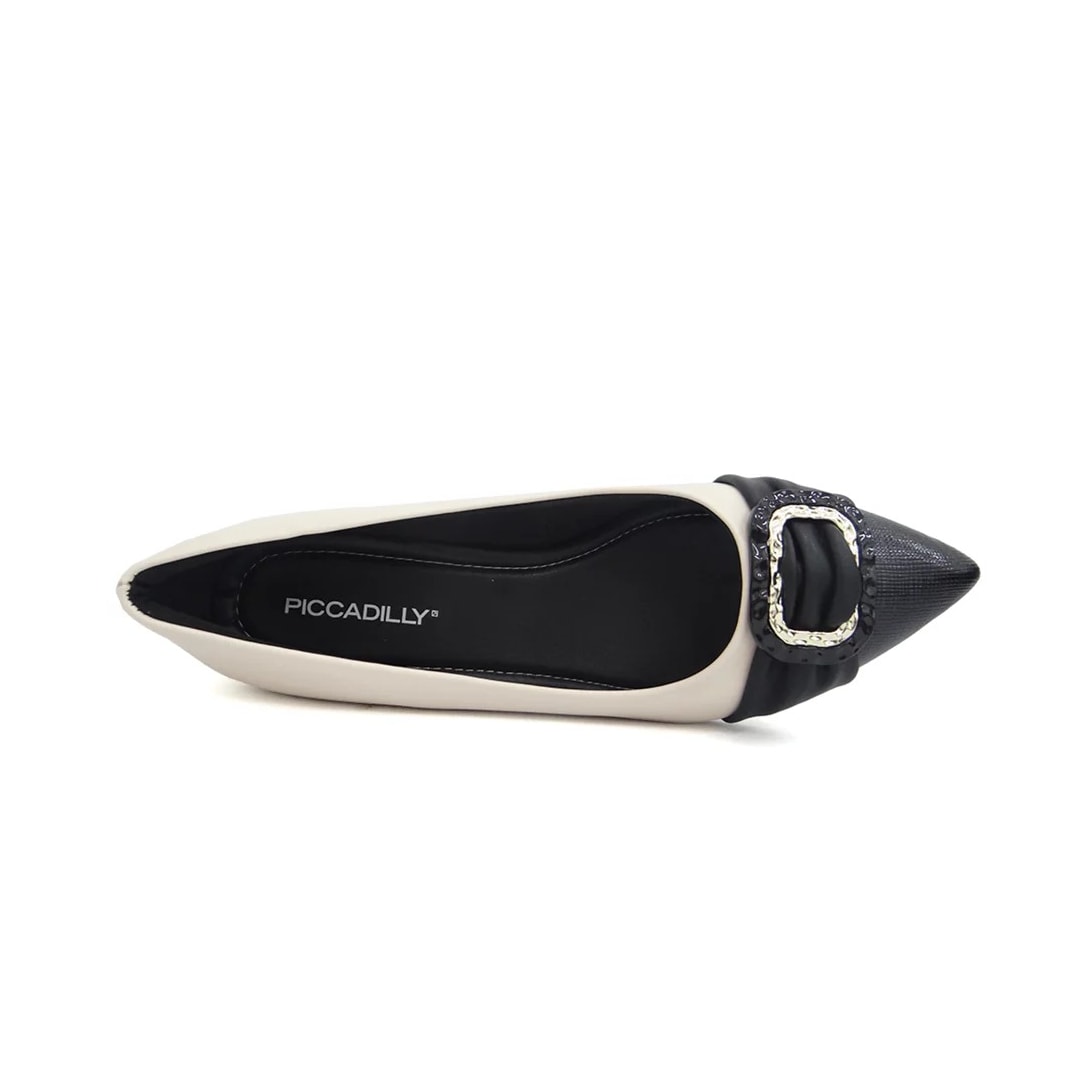 Sapato Piccadilly Scarpin Joanete 739039 Off White/Preto