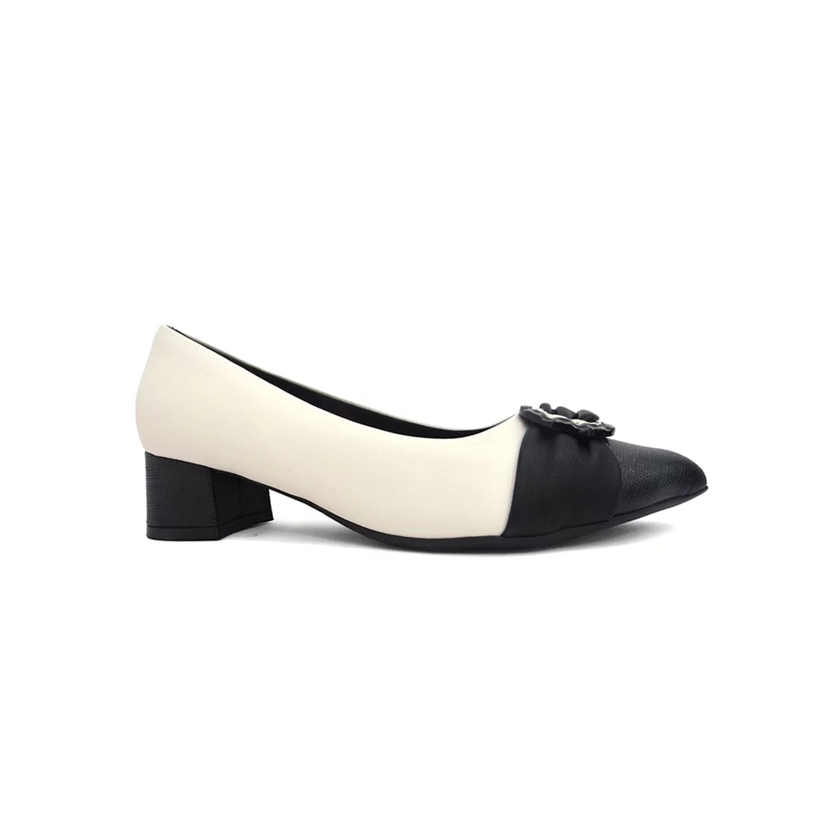 Sapato Piccadilly Scarpin Joanete 739039 Off White/Preto Sapato Piccadilly Scarpin Joanete 739039 Off White/Preto
