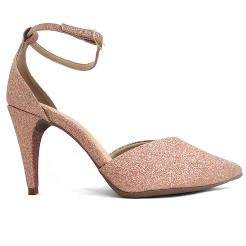 Detalhe - Sapato Piccadilly Scarpin Salto Alto 749040 Ouro Rosado