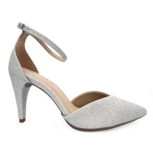 Detalhe - Sapato Piccadilly Scarpin Salto Alto 749040 Prata