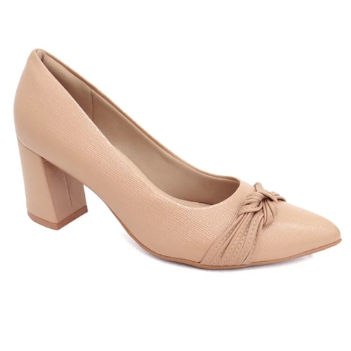 Sapato Piccadilly Scarpin Salto Bloco 745201 Nude Claro