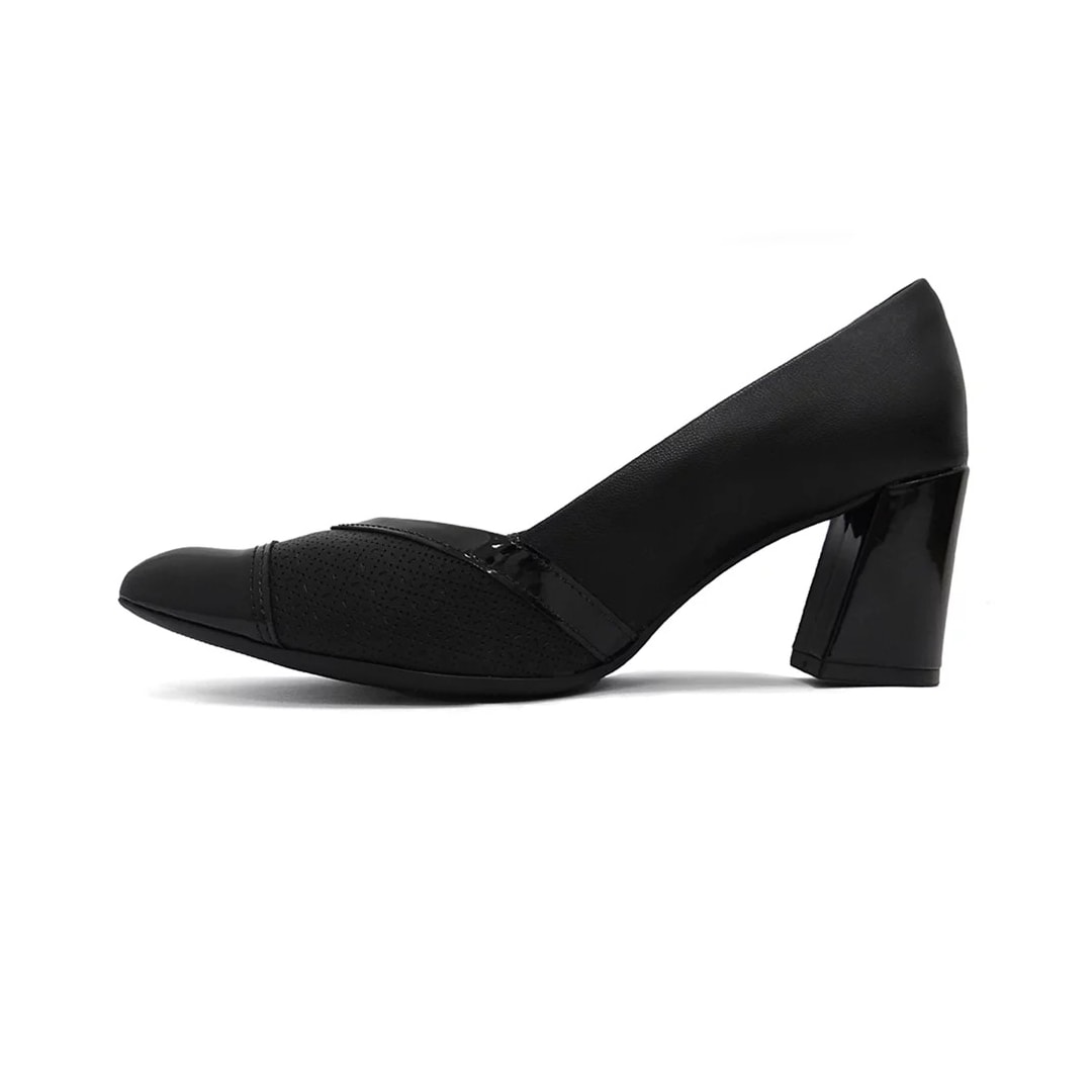 Sapato Piccadilly Scarpin Salto Bloco 745203 Preto