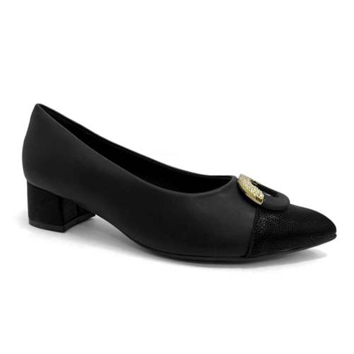 Sapato Piccadilly Scarpin Salto Bloco Médio 739101 Preto
