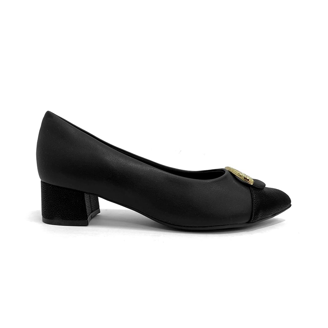 Sapato Piccadilly Scarpin Salto Bloco Médio 739101 Preto