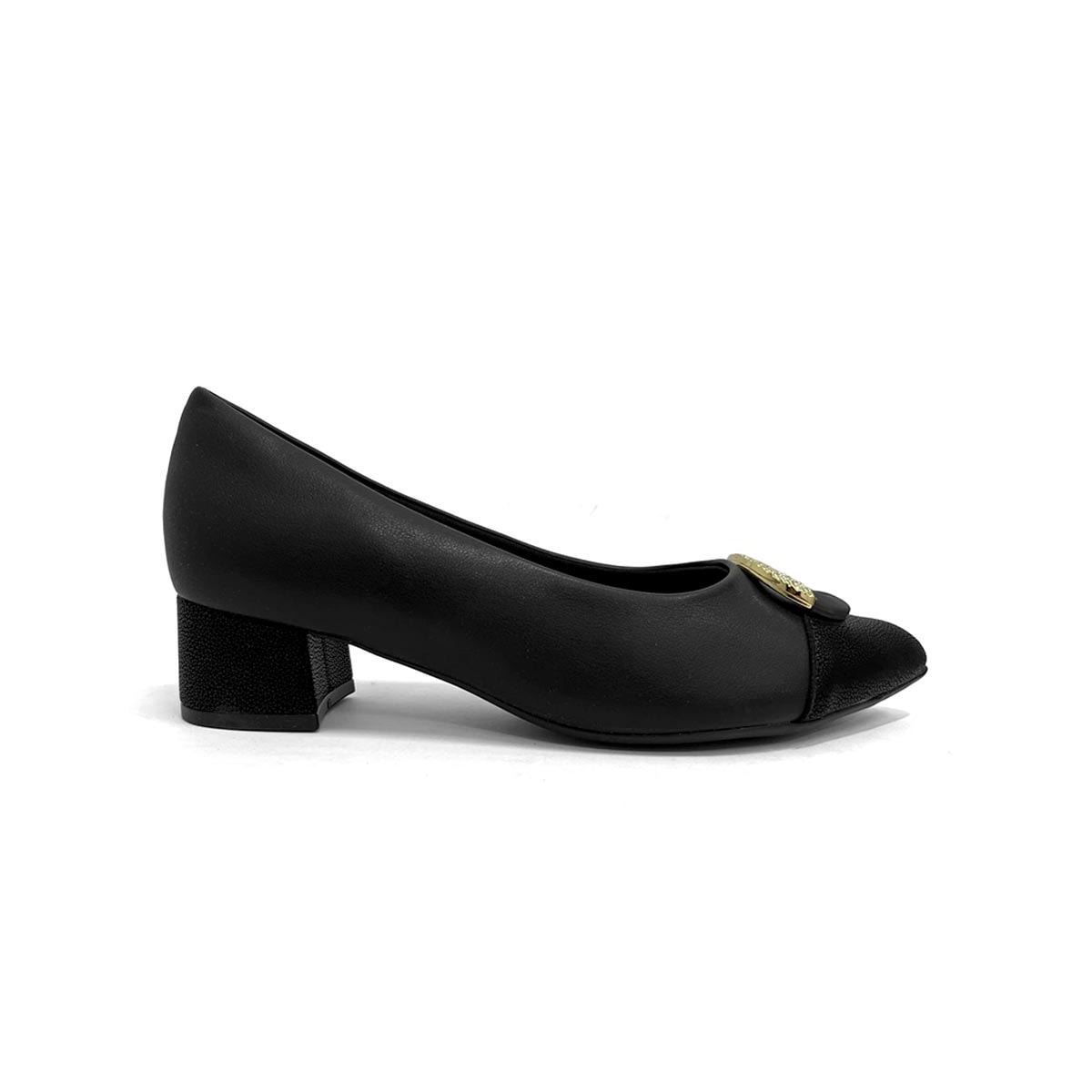 Sapato Piccadilly Scarpin Salto Bloco Médio 739101 Preto