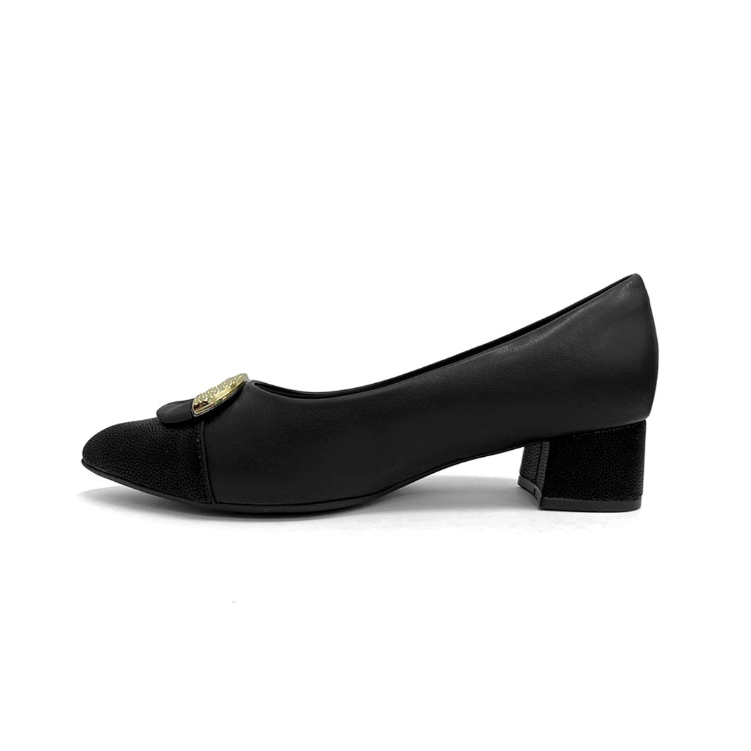 Sapato Piccadilly Scarpin Salto Bloco Médio 739101 Preto