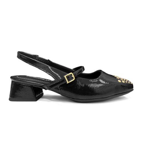 Detalhe - Sapato Piccadilly Slingback Boneca 160124 Preto