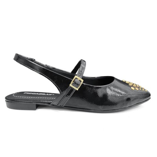 Detalhe - Sapato Piccadilly Slingback Boneca 270004 Preto
