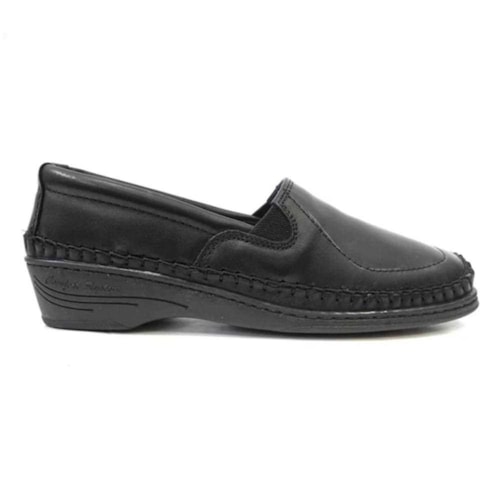 Detalhe - Sapato Styloflex Mocassim Feminino De Couro Conforto 021 Preto