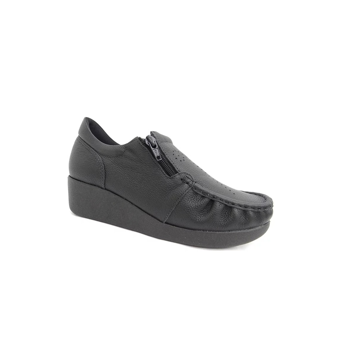 Sapato Usaflex Couro Anabela Conforto 5766pl Preto Sapato Usaflex Couro Anabela Conforto 5766pl Preto