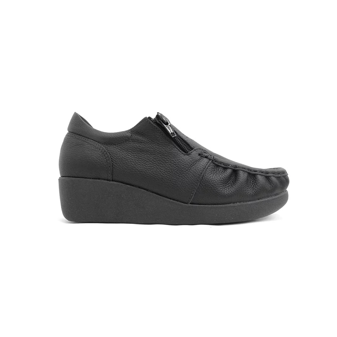Sapato Usaflex Couro Anabela Conforto 5766pl Preto Sapato Usaflex Couro Anabela Conforto 5766pl Preto