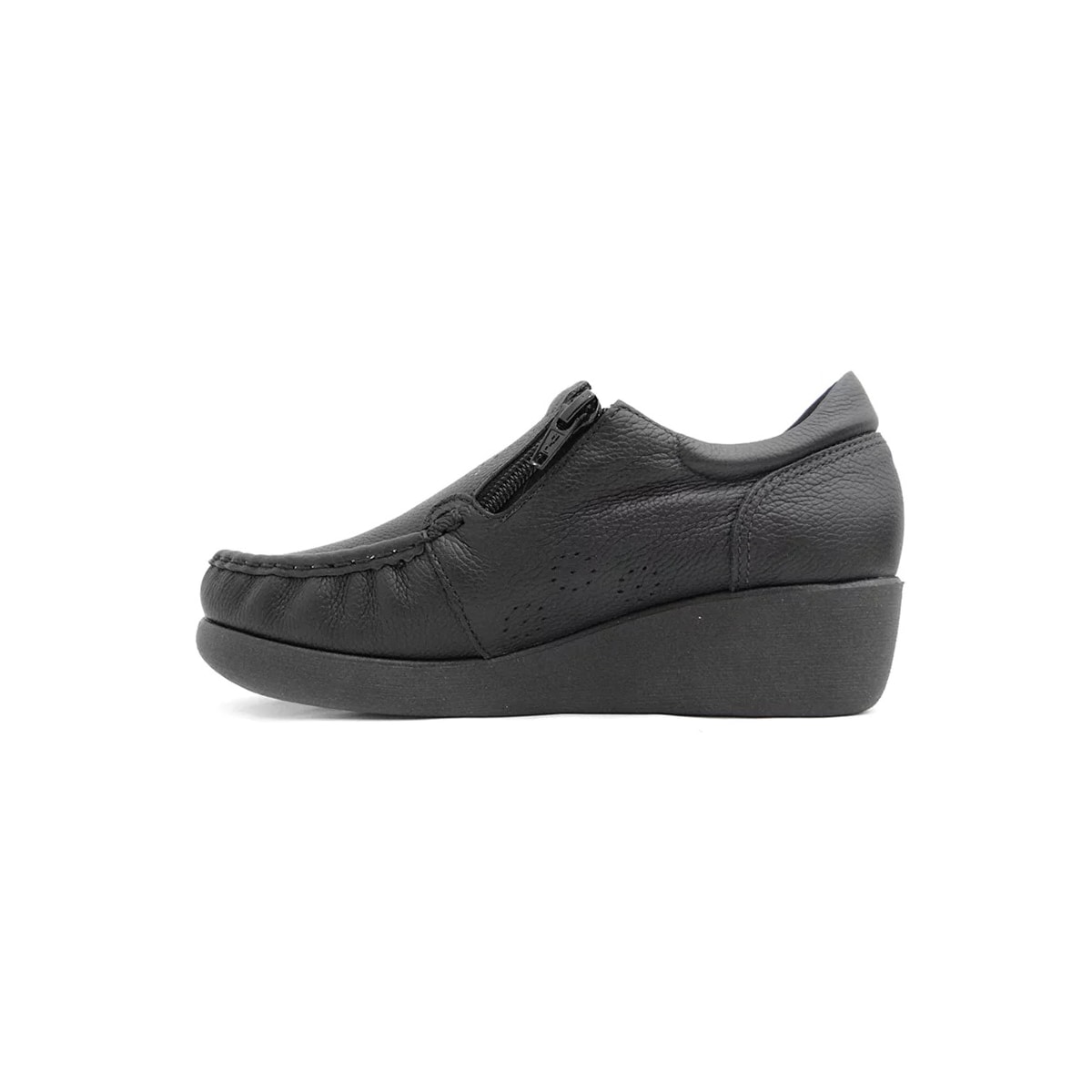 Sapato Usaflex Couro Anabela Conforto 5766pl Preto Sapato Usaflex Couro Anabela Conforto 5766pl Preto