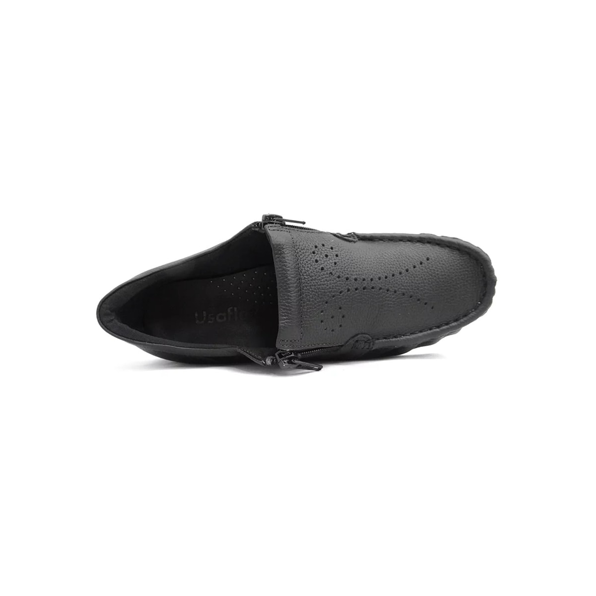 Sapato Usaflex Couro Anabela Conforto 5766pl Preto Sapato Usaflex Couro Anabela Conforto 5766pl Preto