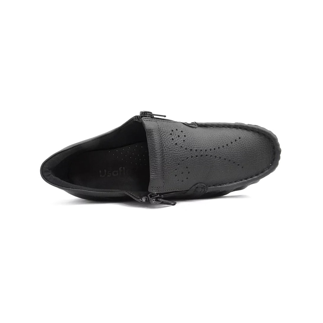 Sapato Usaflex Couro Anabela Conforto 5766pl Preto Sapato Usaflex Couro Anabela Conforto 5766pl Preto