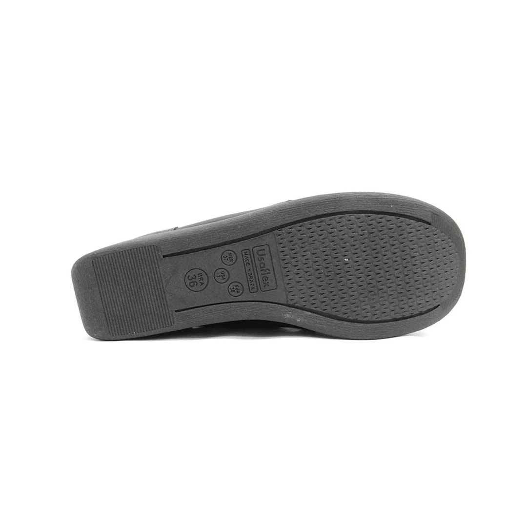 Sapato Usaflex Couro Anabela Conforto 5766pl Preto Sapato Usaflex Couro Anabela Conforto 5766pl Preto