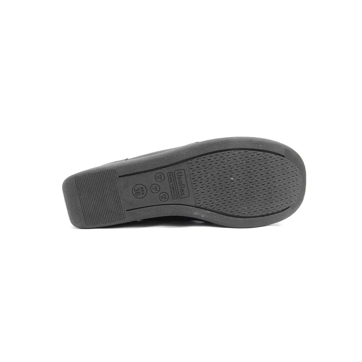Sapato Usaflex Couro Anabela Conforto 5766pl Preto