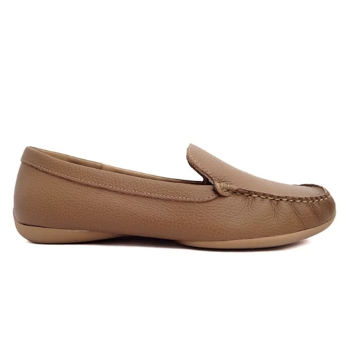 Sapato Usaflex Mocassim Feminino Couro Ad170 Camel