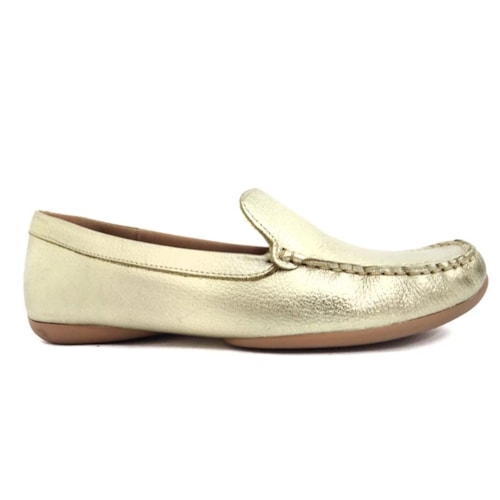 Sapato Usaflex Mocassim Feminino Couro Ad170 Prata Velha