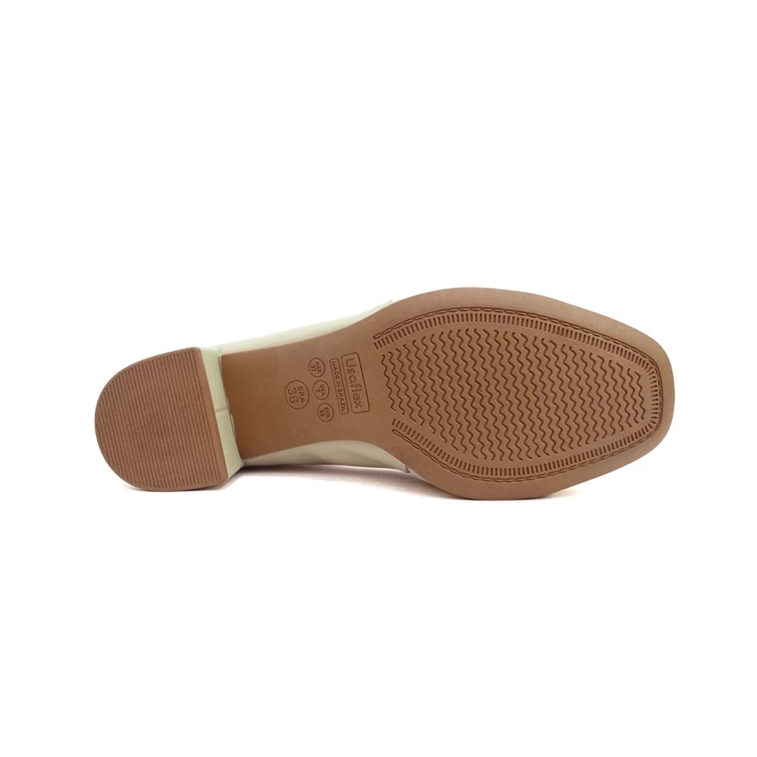 Sapato Usaflex Scarpin Couro Joanetes Aj0103 Prata Velha