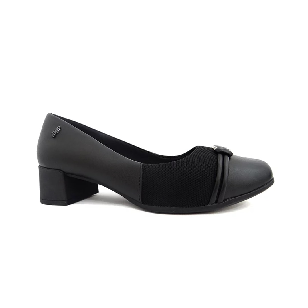 Sapato Usaflex Scarpin Couro Joanetes Aj0103 Preto