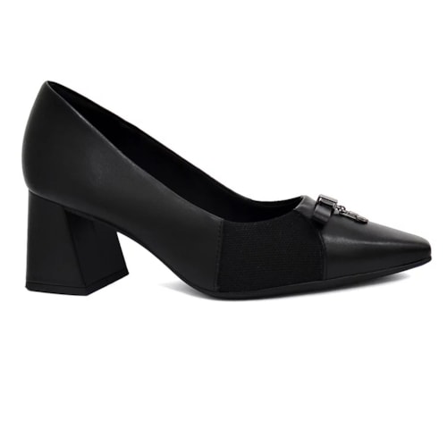 Detalhe - Sapato Usaflex Scarpin Salto Bloco Al2203 Preto