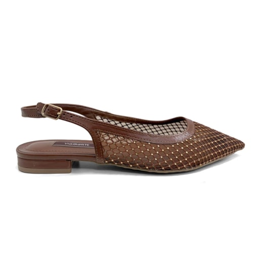 Detalhe - Sapato Via Marte Feminino Slingback 183-002-01 Tiramisu