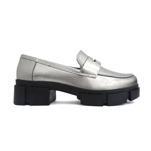 Detalhe - Sapato Via Marte Mocassim 23-7509-01 Pewter