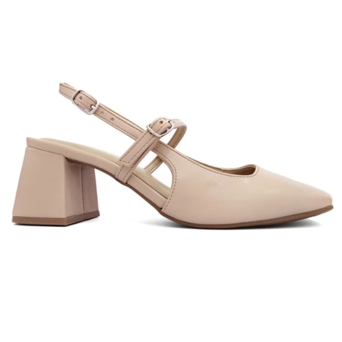 Detalhe - Sapato Via Marte Slingback Scarpin Feminino 050-006 Creme