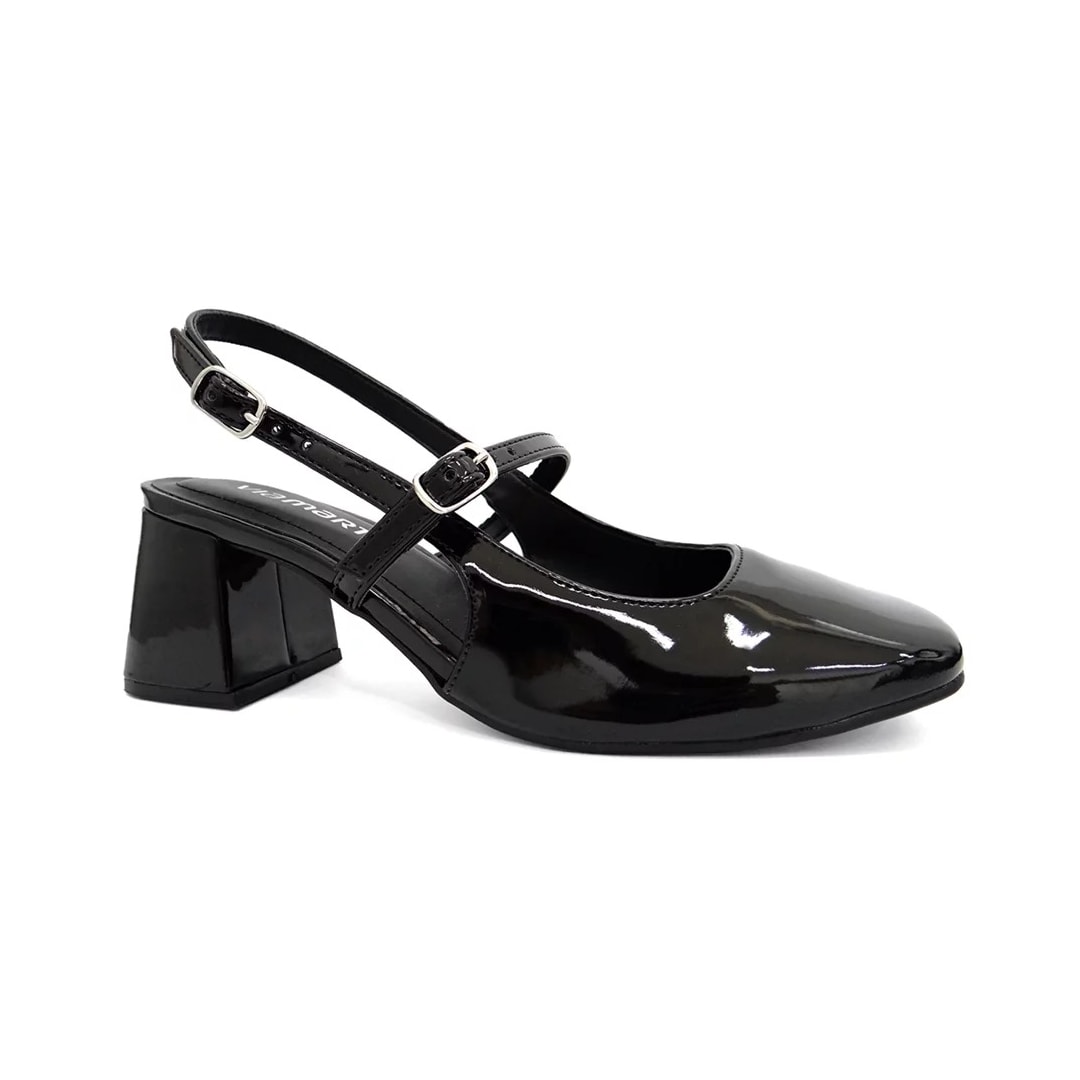 Sapato Via Marte Slingback Scarpin Feminino 050-006 Preto