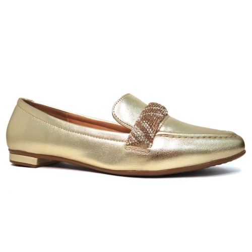 Sapato Vizzano Mocassim Bico Fino 1351.107 Dourado/Bege