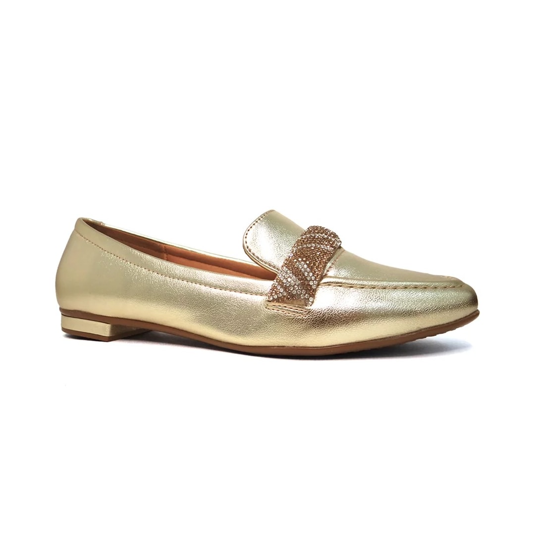 Sapato Vizzano Mocassim Bico Fino 1351.107 Dourado/Bege