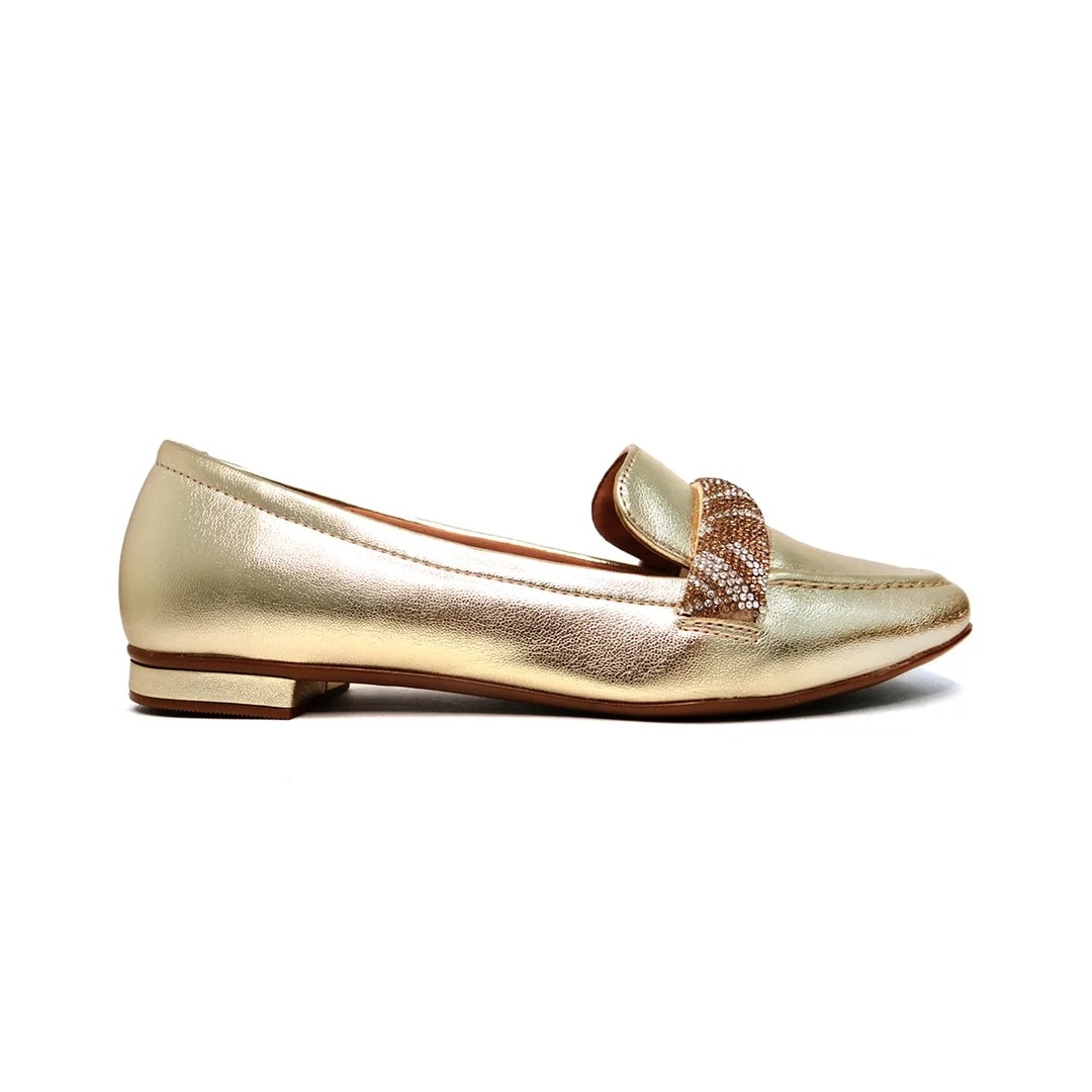 Sapato Vizzano Mocassim Bico Fino 1351.107 Dourado/Bege