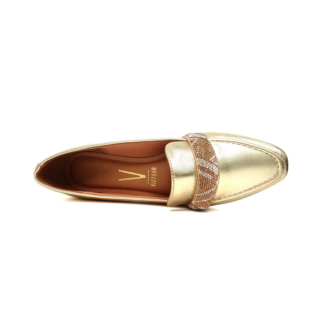 Sapato Vizzano Mocassim Bico Fino 1351.107 Dourado/Bege