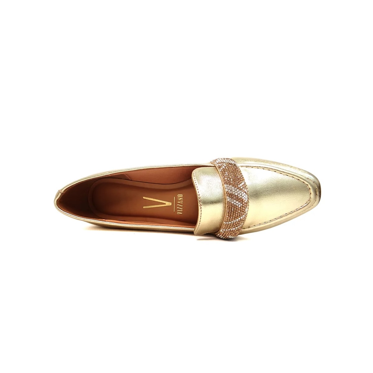 Sapato Vizzano Mocassim Bico Fino 1351.107 Dourado/Bege Sapato Vizzano Mocassim Bico Fino 1351.107 Dourado/Bege