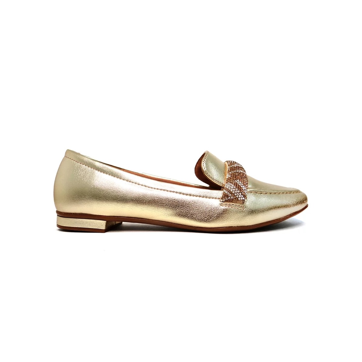 Sapato Vizzano Mocassim Bico Fino 1351.107 Dourado/Bege Sapato Vizzano Mocassim Bico Fino 1351.107 Dourado/Bege