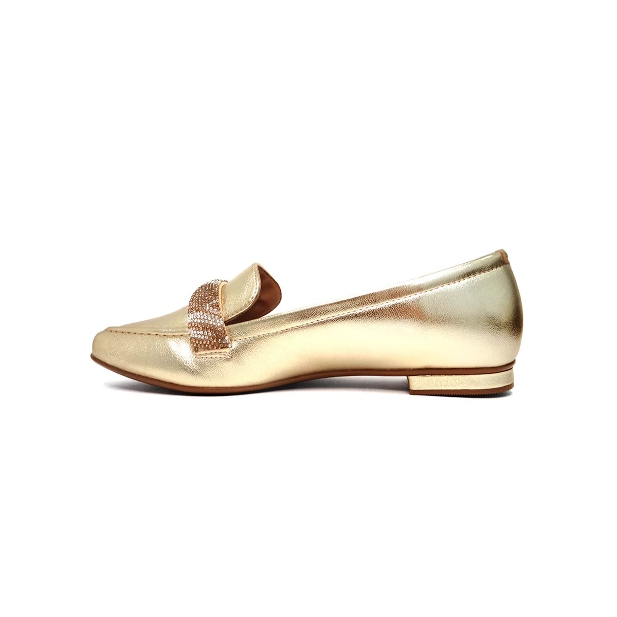 Sapato Vizzano Mocassim Bico Fino 1351.107 Dourado/Bege Sapato Vizzano Mocassim Bico Fino 1351.107 Dourado/Bege